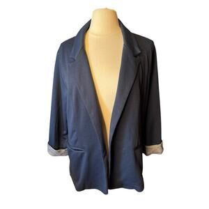 Skies Are Blue NEW Asa Knit Blazer Navy Blue Size 2X Stitch Fix Coastal Nautical